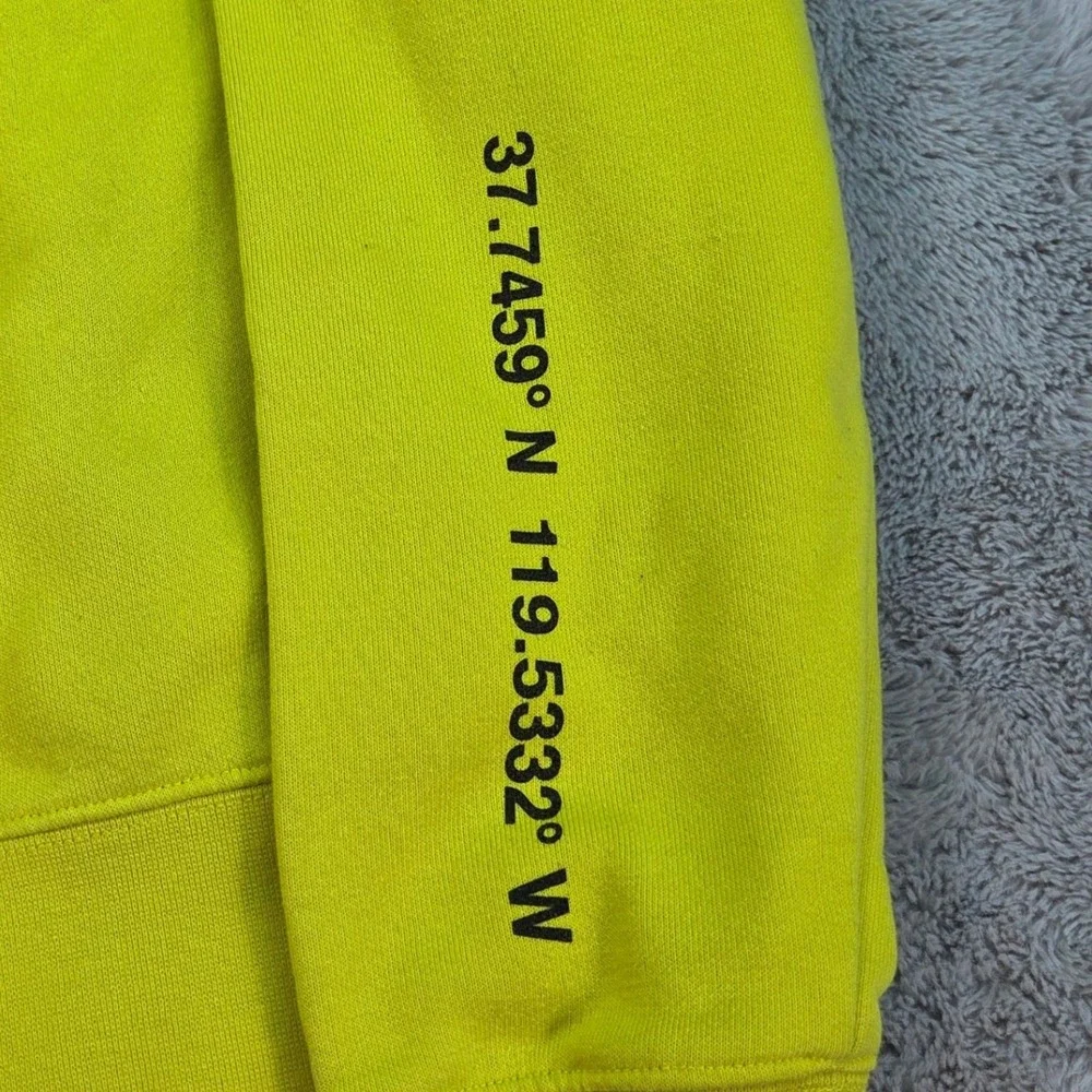 The North Face Hoodie Mens L Graphic Coordinates Box Logo Pullover Neon Yellow